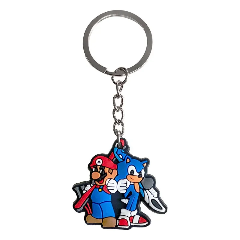 Super Mario Bros Keychain Silicone Funny Keyring Bag Pendant Couple Car Keyholder Creative Bag Charm Accessories Gift