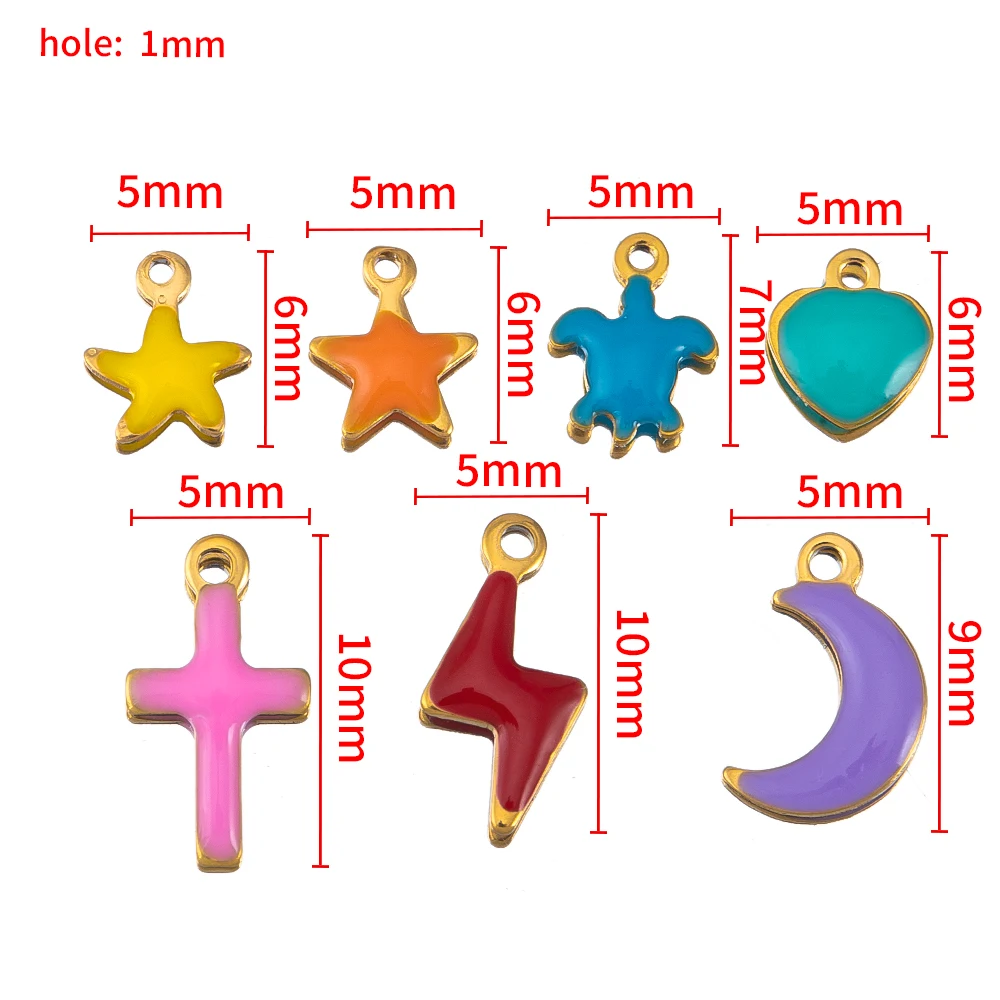 10pcs 20pcs Stainless Steel Min Enamel Colorful Charm Turtle Star Pendant for DIY Women Jewelry Making Necklace Earring Supplies image 6