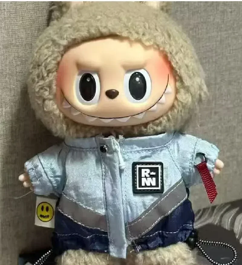 For 15cm Labubu Sporty Outfit Clothes Deep Red Baseball Uniform & Matching Cap Labubu Ropa Doll Accessories