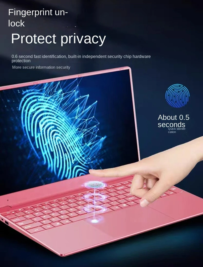 Woman Laptop Windows 10 Office Education Gaming Notebook Pink 15.6