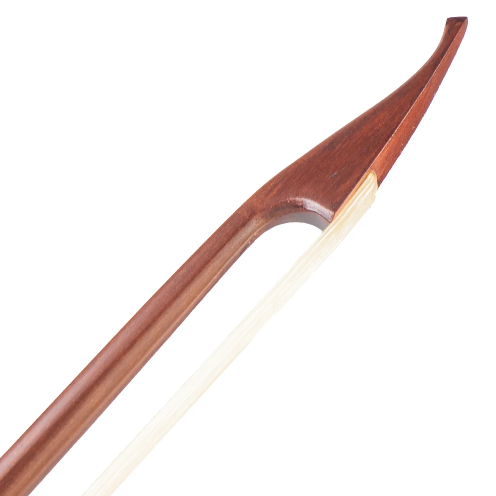 4/4 Brazilwood Violin Bow Ivory Like Frog Elegant Shape Classic Baroque Style Bow Round Stick Straight Selected White Horsehair