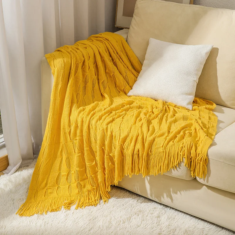 Sofa Knitted Blanket Cover Blanket Office Nap Air Conditioning Bean Blanket Bohemian Nap Blanke Bed End