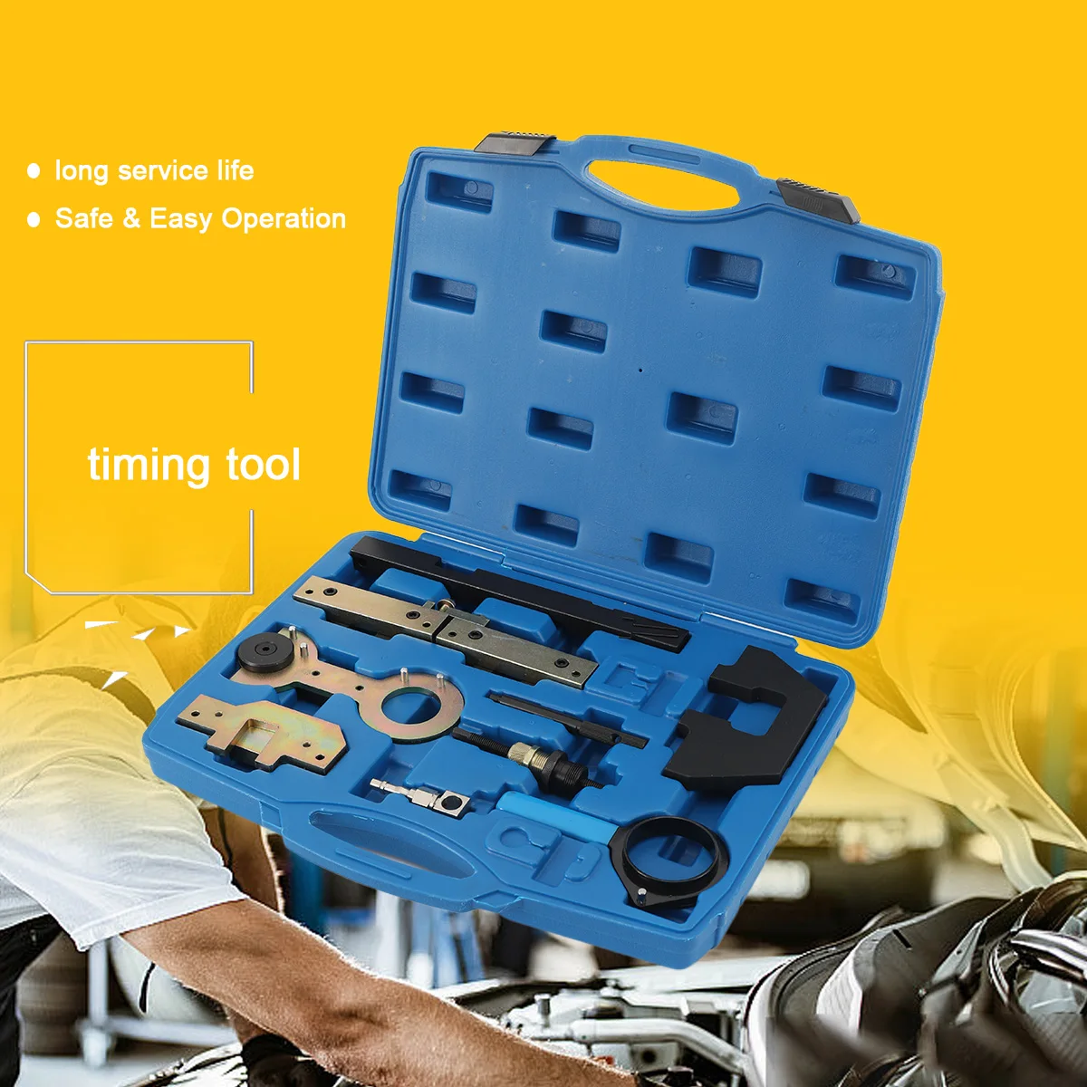 Kit d'outils de calage d'arbre à cames pour moteurs à essence BMW M40 M42 M43 M44 M50 M52 M54 M56, ensemble de 8 pièces pour la chaîne de distribution et l'alignement de l'arbre à cames pour les séries 3 5 7 X3 X5 Z3 Z4 – 45 #   Acier avec étui de transport
