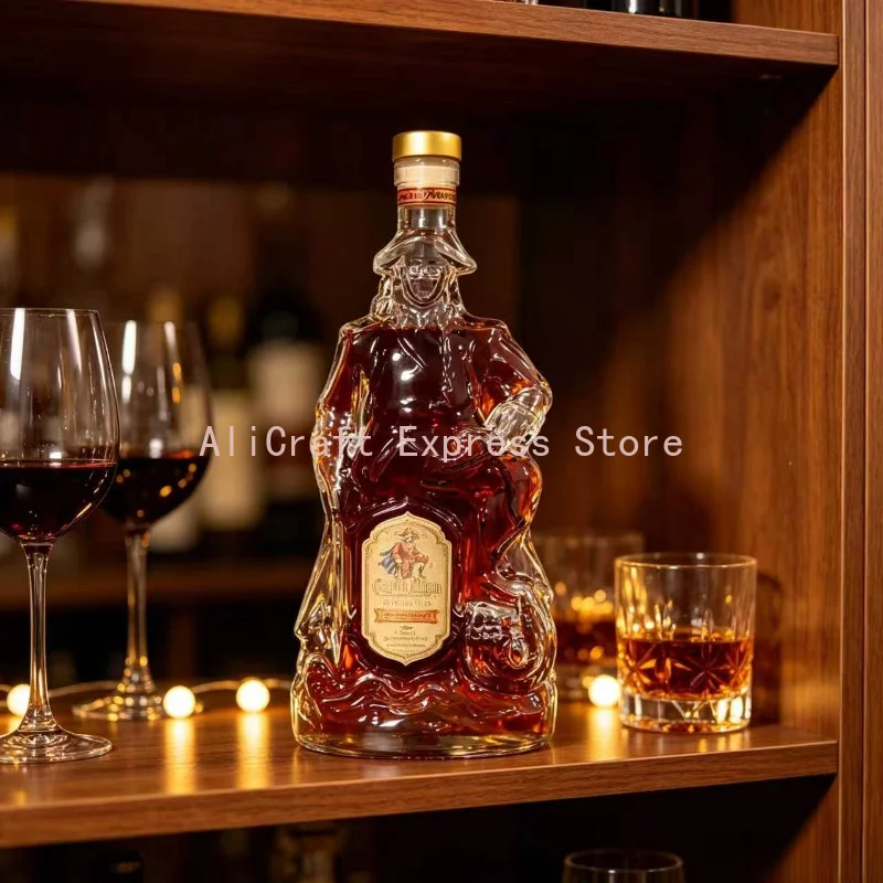 350ml Human-Shaped Pirate Glass Whiskey Decanter Creative Home Bar Decorative Liquor Bottle Unique Gift for Holiday