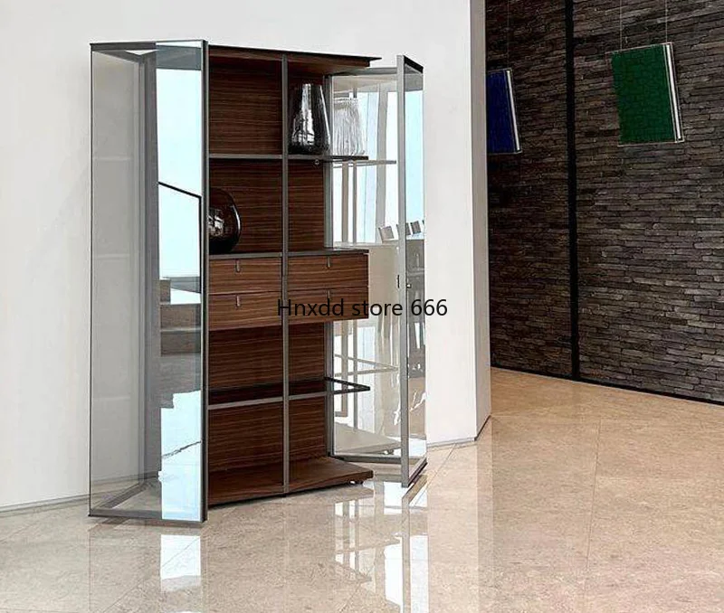 Modern high-end figure wine display cabinet Solid wood dining side cabinet