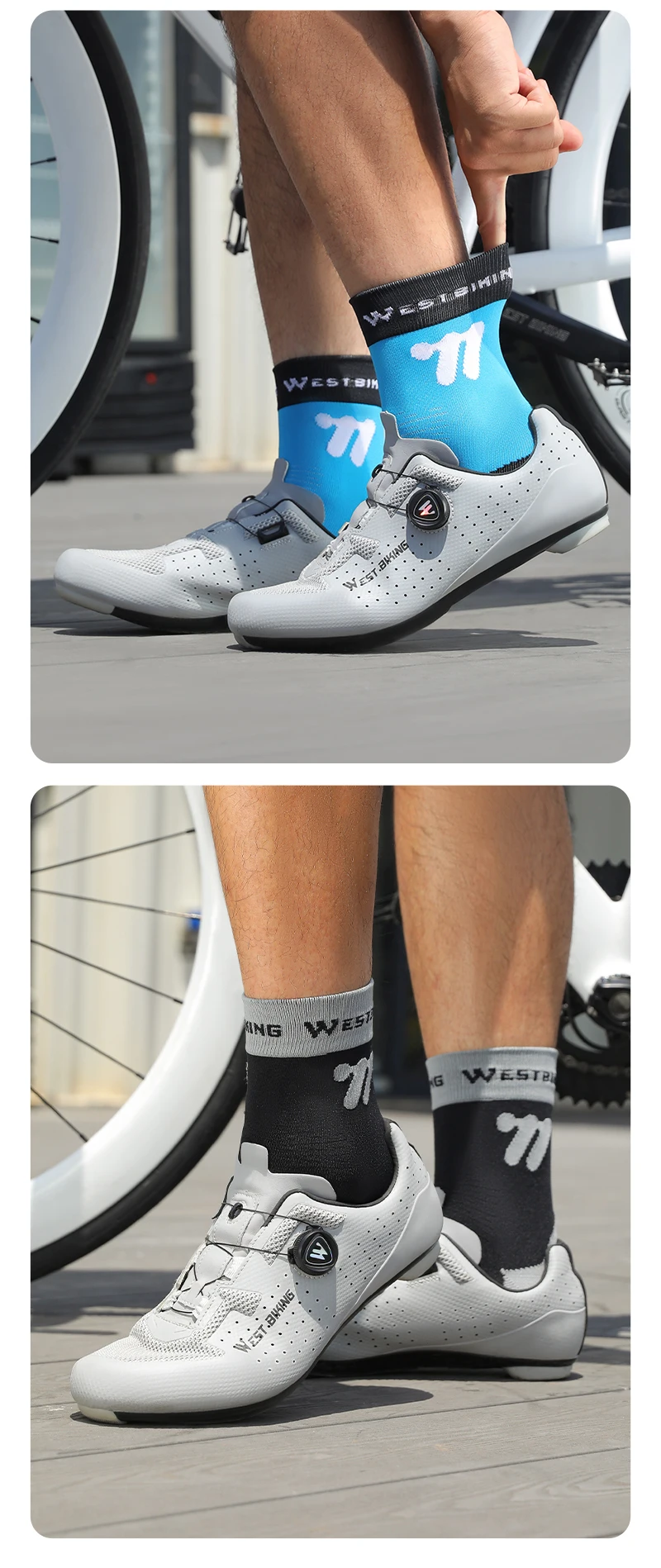 WEST BIKING Fahrradsocken für Männer und Frauen, Schnelltrocknende Sportsocken, 1/2/3 Paar, Atmungsaktive Lauf- und Fahrradausrüstung, EU-Größe 37-43 – Detail 15