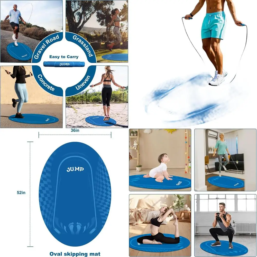 

Овальный коврик для скакалки, 52 x 36 см, толщина 5 мм, нескользящий, для фитнеса в помещении и на улице, для домашнего спортзала и бетонных поверхностей