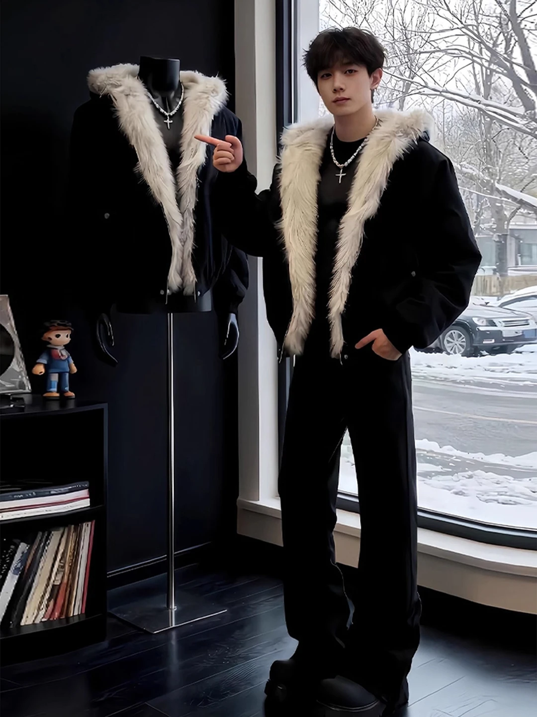 

Мужская зимняя куртка Bla с меховой подкладкой, утепленная, теплая хлопковая куртка, молодежная, модная, с капюшоном, Cleanfit, с длинными рукавами, стандартной длины