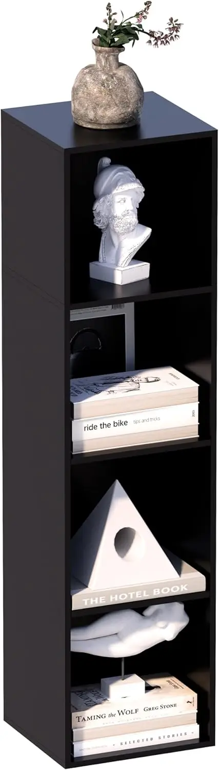 

4 Cube Storage Organizer, 4 Tier Cube Low Bookcase Freestanding Storage Display Organizer, Four-Cubes