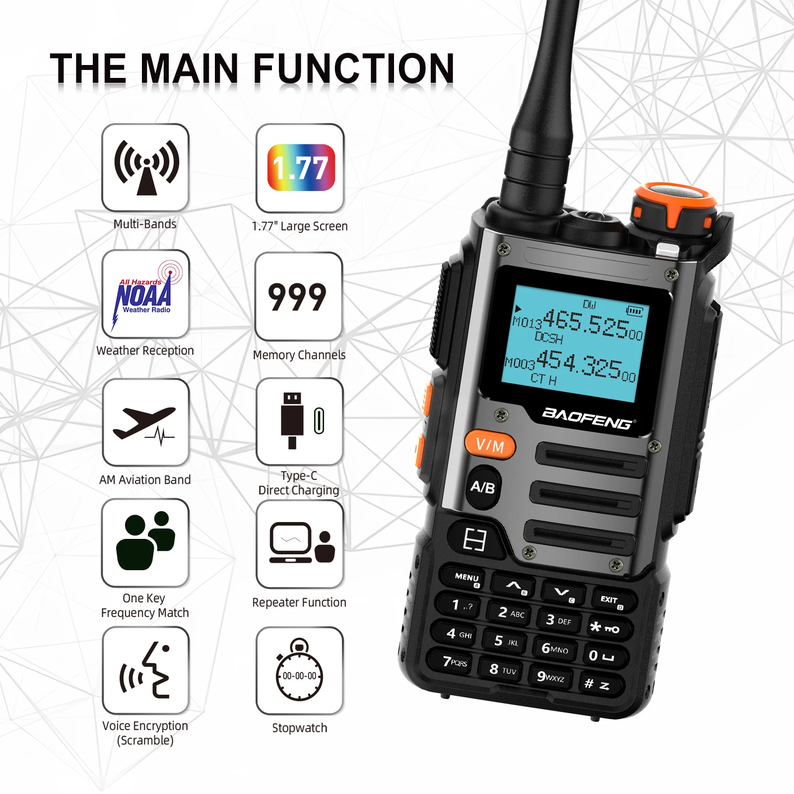 Baofeng UV-K68 Walkie Talkie Air Band Radio TYPE-C K68 Charge UHF VHF DTMF FM NOAA Wireless Frequency Two Way Radio image 2