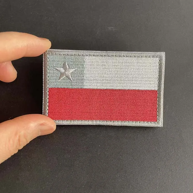 1 Stück, 2 Stück/Chile-Flagge Moral-Emblem Stoff-Applikation Bestickter Aufnäher, IR-Reflektierende Abzeichen Militärischer Taktischer Aufkleber für Rucksack – Detail 3