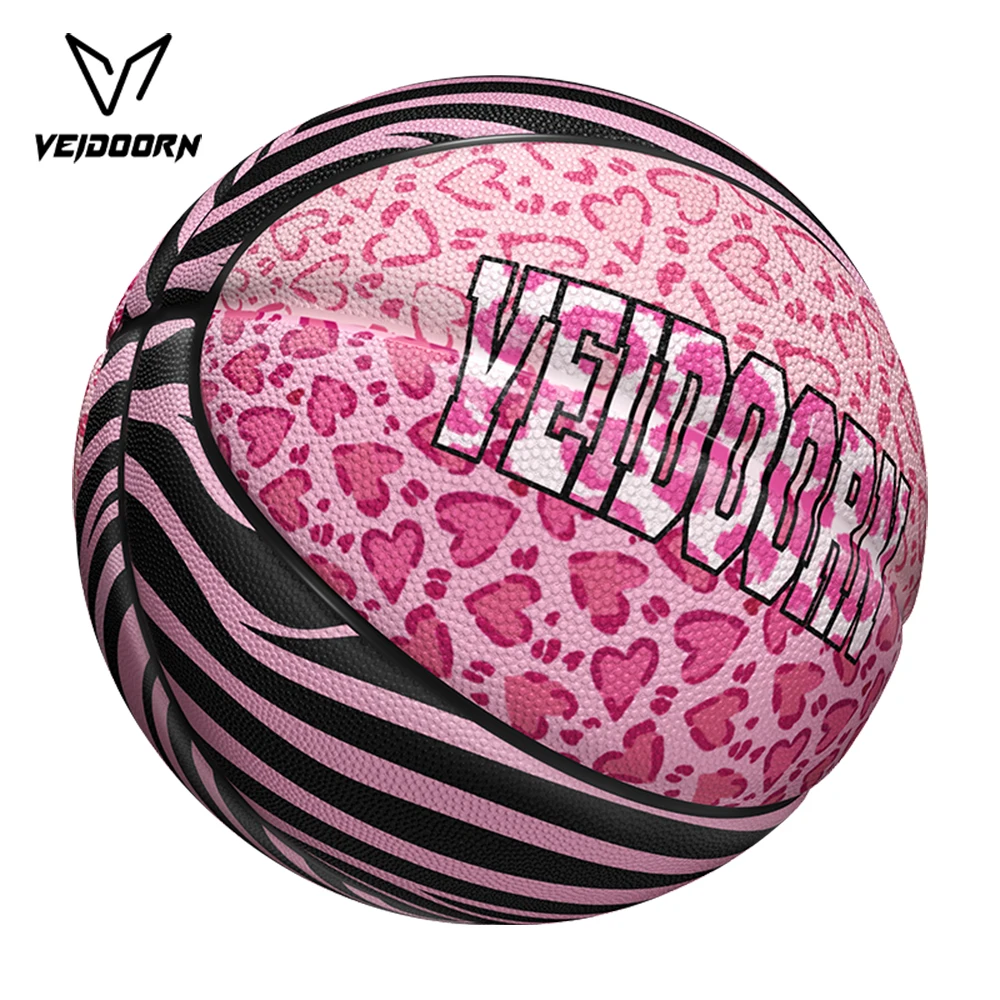 كرة سلة عصرية باللون الوردي الفهد مقاس رسمي 7 كرة مطاطية للرجال والنساء كرة رياضية عالية الارتداد للاستخدام الداخلي والخارجي للتدريب #2