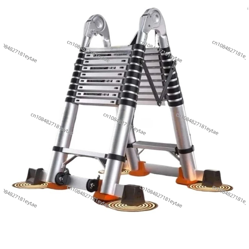 Escalera telescópica de aleación, escaleras de ingeniería de elevación multifuncionales, escaleras en espiga gruesas, escaleras plegables
