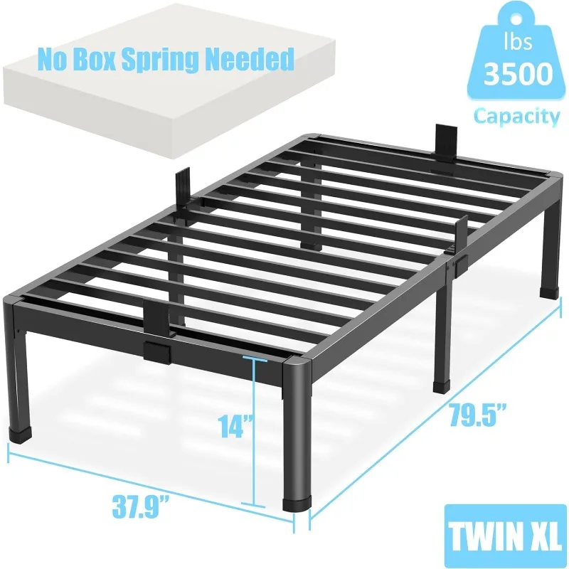 Bed Frames with Round Corner Edge Legs High 3500 lbs Heavy Duty Metal Platform Bed Frame Twin Size No Box