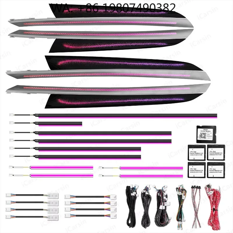 G20 G22 Center Console Trim LED Atmosphere Kit, 64 Color Dynamic Interior Ambient Strip Fit M3 M4 M340i Sports Sedan Dashboard M