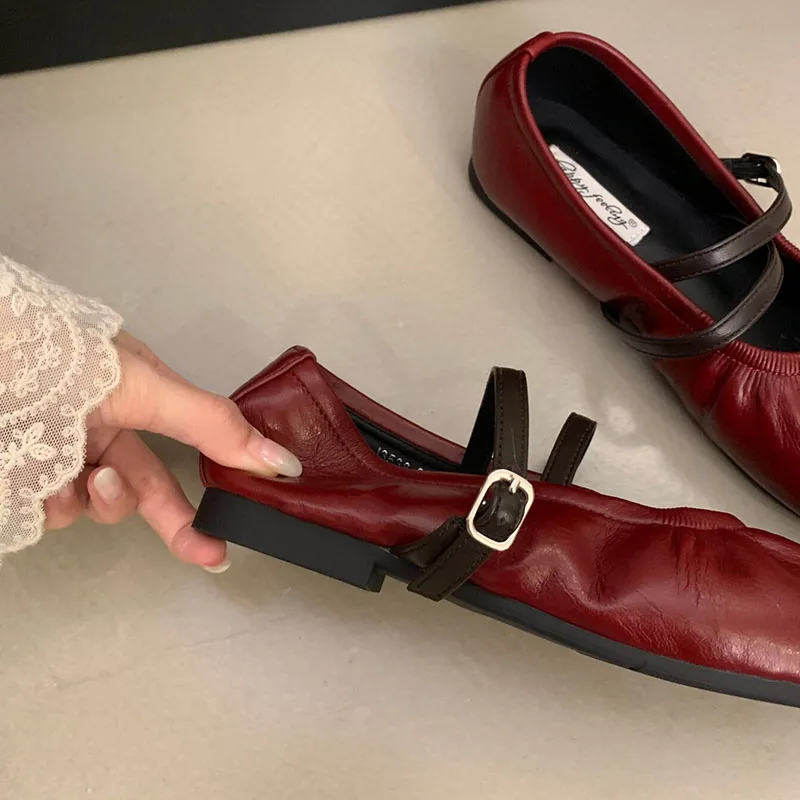 Modische Schnallenriemen-Damen-Mary-Jane-Schuhe, Lolita-Schuhe, Weiche Elegante Damen-Flats mit Runder Zehenpartie, Neue Damenschuhe – Detail 17