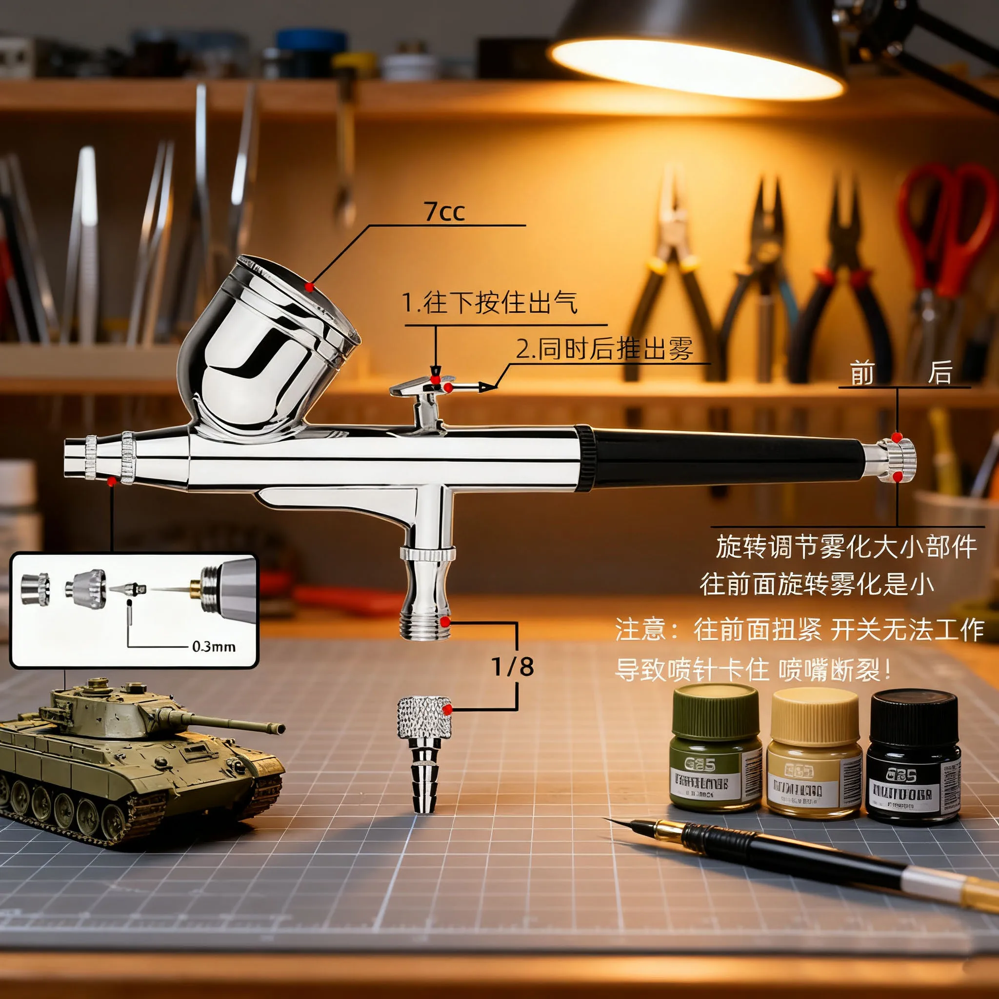 Mini aérographe à double action, pistolet de pulvérisation pour ongles, ensemble de peinture de maquillage, tatouage du visage, beauté, jet d'encre, réparation de voiture, outil de bricolage