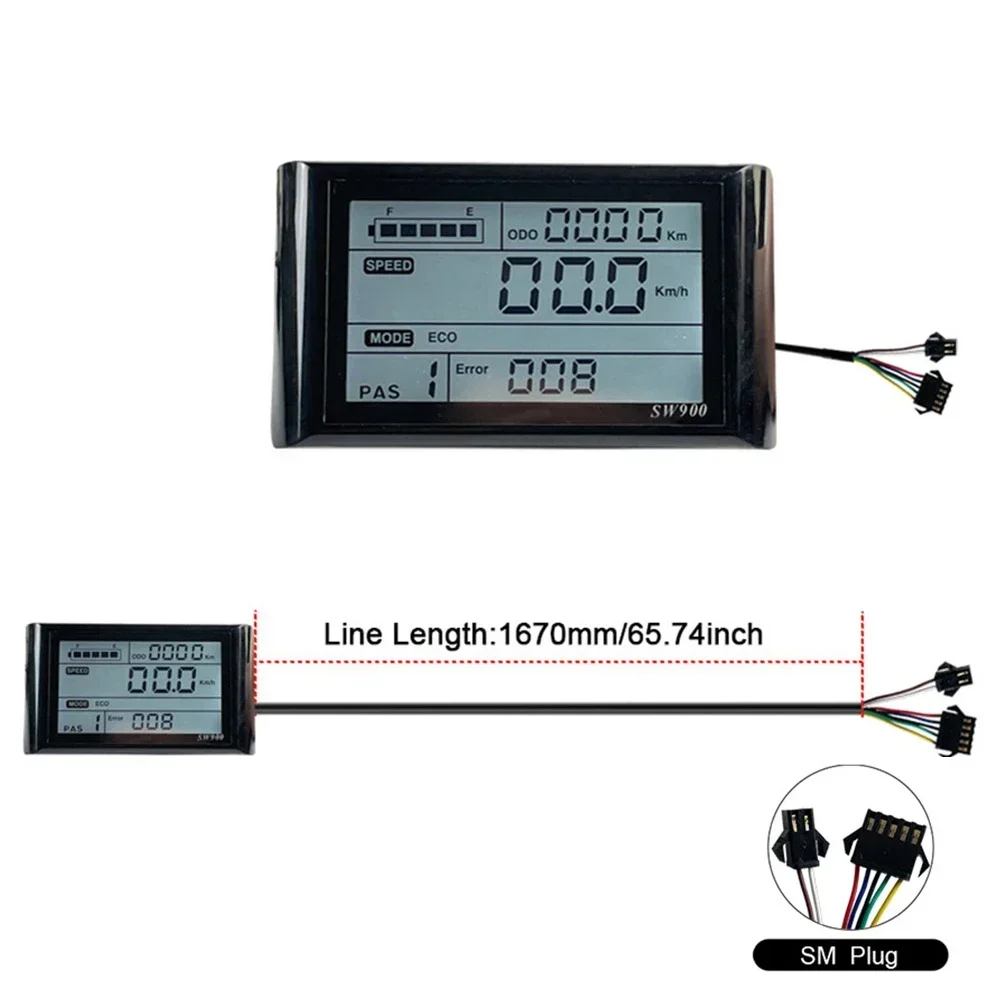 

LCD Display SW900 Panel SM Plug/ Waterproof Plug 24/36/48V Compatible With JN Controller E-Bike Electric Bicycle NEW