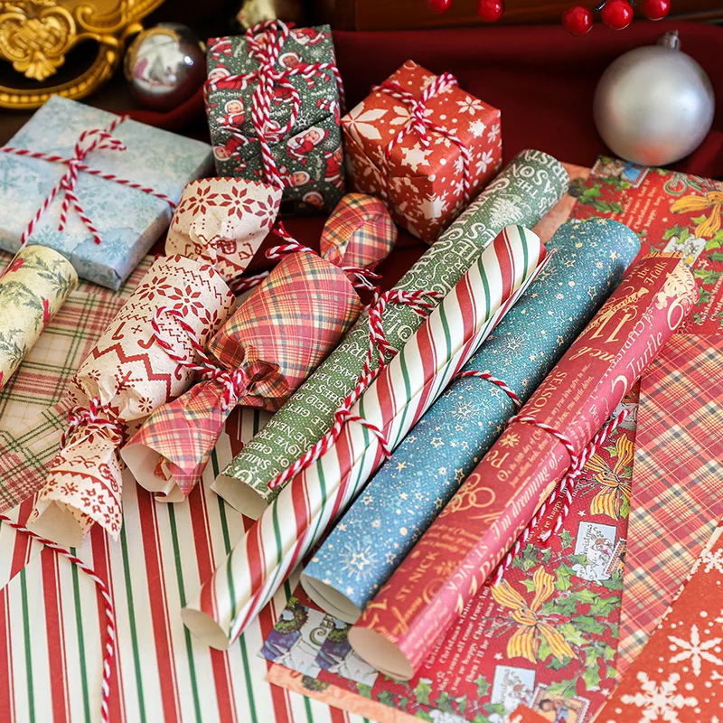 Aesthetic Christmas Theme Material Paper Gift Box Scrapbook Decoration Material Paper Gift Wrapping Paper Beautiful Things