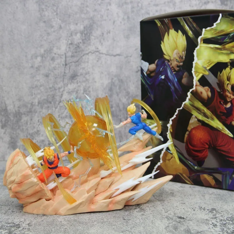 Dragon Ball Series Figurine 17cm Wukong Vs Magic Bay Super Saiyan Can Light Up Anime Model Figurine Statue Desktop Ornament Gift