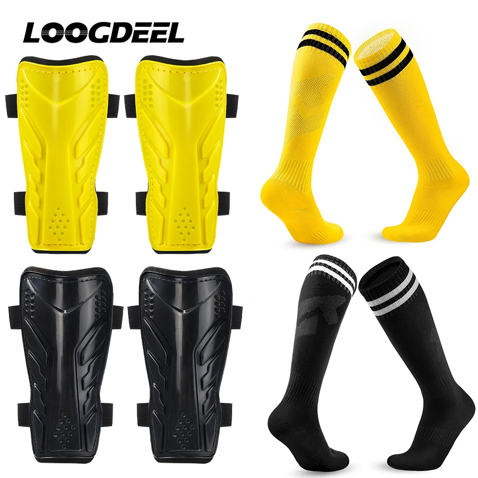 Loogdeel Football Shinguards Sports Socks Set Sports Breathable Children's Adult Soccer Sock Comfortable Leg Protection Board