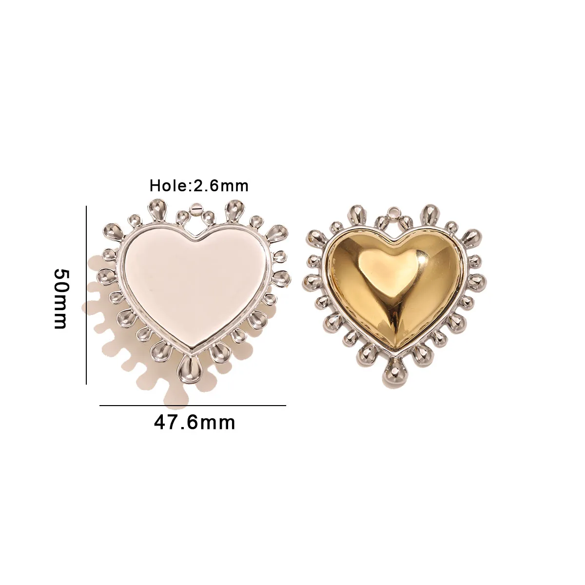 2Pcs Gold Plated Stainless Steel Lover Heart Pendants for DIY Jewelry Earrings Making Necklace Charms Bracelet Material view 5