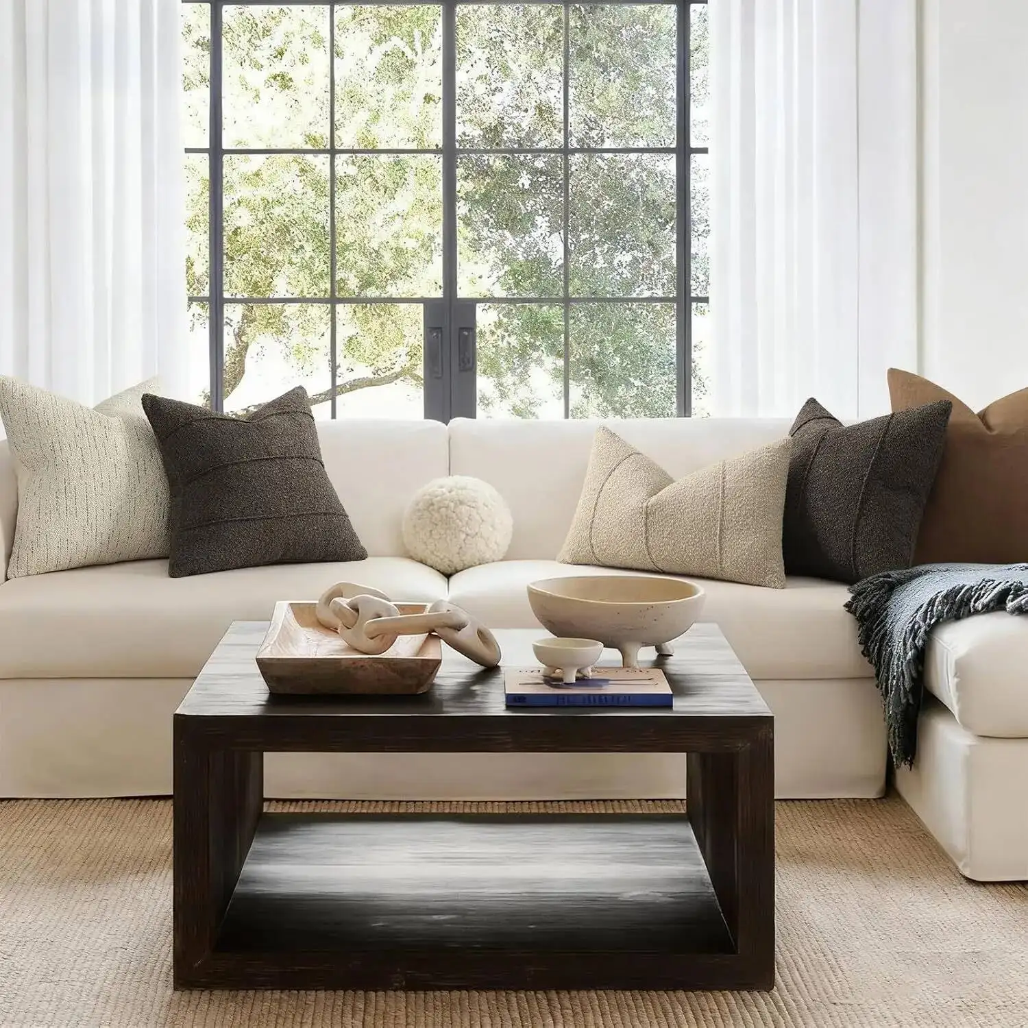 2 Stück kreisförmige Kissenbezüge aus Kunstlammwolle, weiche, moderne, gestreifte Plüschfell-Dekokissenhülle für Sofa- und Bettdekoration – Detail 3