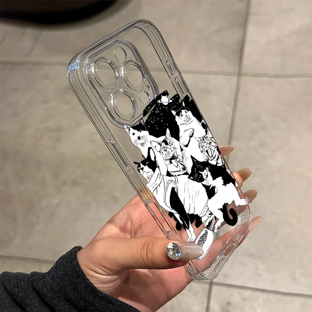 الخيال العلمي نمط القط سيليكون جراب هاتف آيفون 17 16 15 14 13 12 11 برو Xs ماكس الهواء ميني 7 8 6 6s زائد SE 2020 2022 غطاء #3