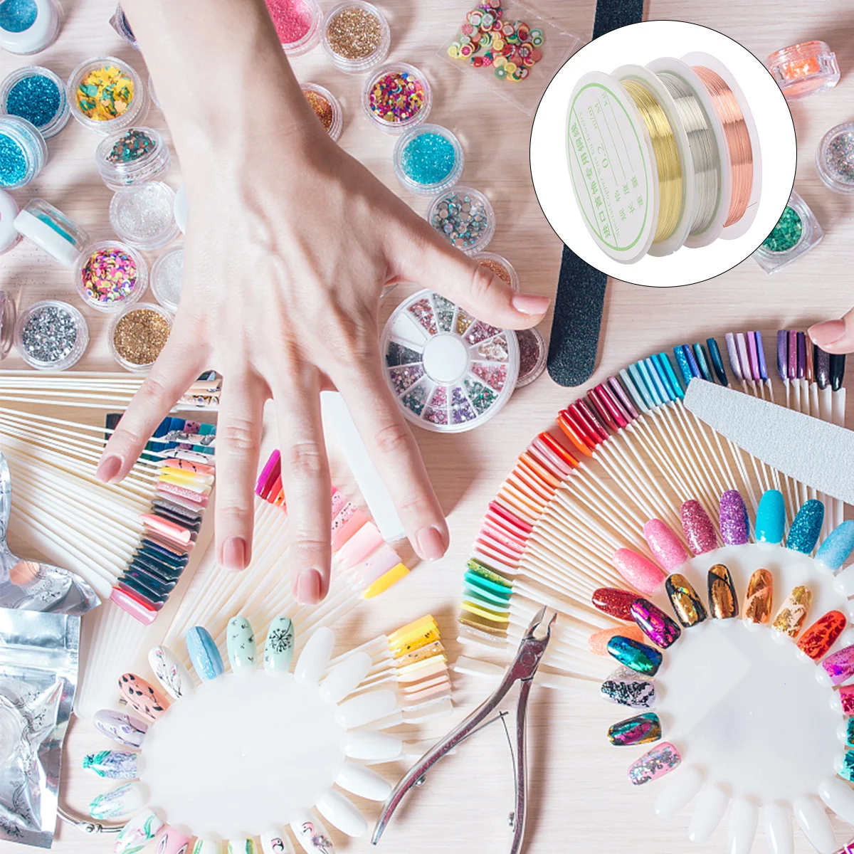 

3 Rolls Nail Art Manicure Sparkle Colors Gold Silver Rose Gold DIY Manicure Decorations Nail Art Lines