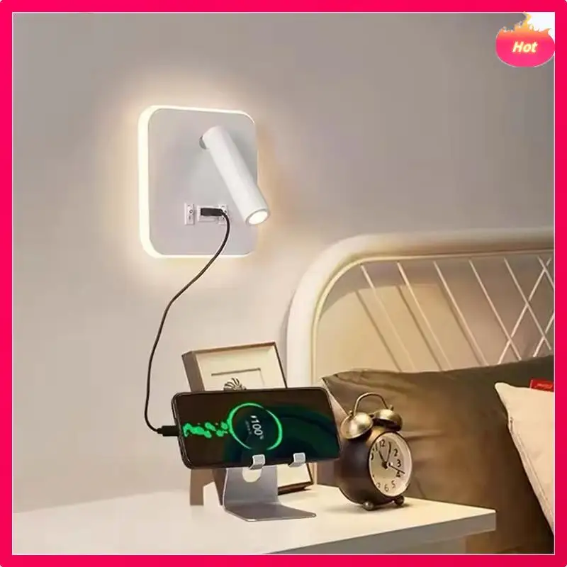 

ABYP Wall Mounted Reading Light With Switch, USB Port Rotatable Wall Lamp For Bedside, For Bedroom Sconce Spotlight LED