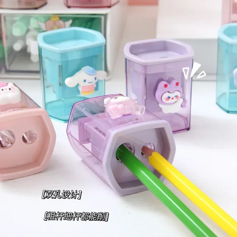 Sanrio Cartoon Pencil Sharpener Hello Kitty Kuromi Portable Pencil Sharpener Cinnamoroll Melody Children's Junior Stationery