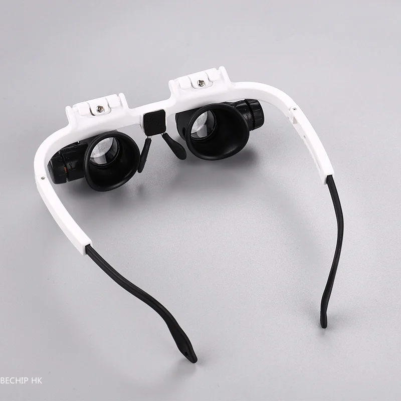 Adjustable LED Light Head-Mounted Magnifying Glass 8X 15X 23X Jewelry Loupe for Welding Soldering - Hands-Free Magnifier with Ca