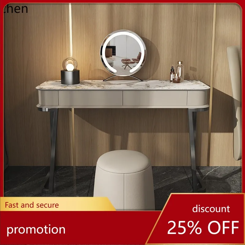 

ZML Minimalist Rock Plate Dressing Table High-Grade New Modern Bedroom Stainless Steel Makeup Table