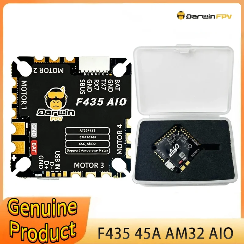 DarwinFPV F435 45A AM32 AIO Flight Controller W/ ICM42688P for 5 Inch FPV Freestyle Drone RC Parts
