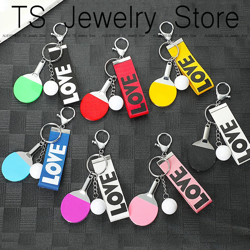 

Mini Simulation Table Tennis Keychain Multicolor Wristbands Ping Pong Racket Keyring For Women Men Sports Supplies Souvenir Gift