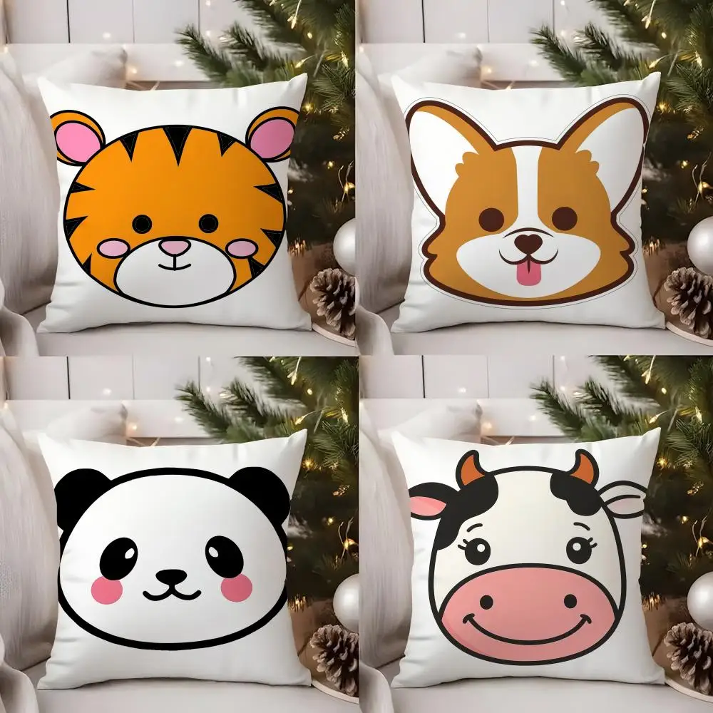 

Детский чехол для подушки с мультяшными животными, короткий плюш, двусторонний принт, квадратные наволочки для дивана, декор для дома