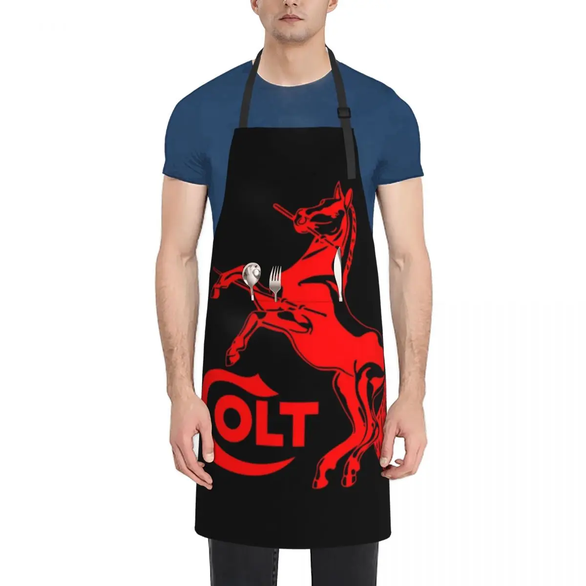 

Colt Horse Logo Apron For Cosmetologist with pockets Apron