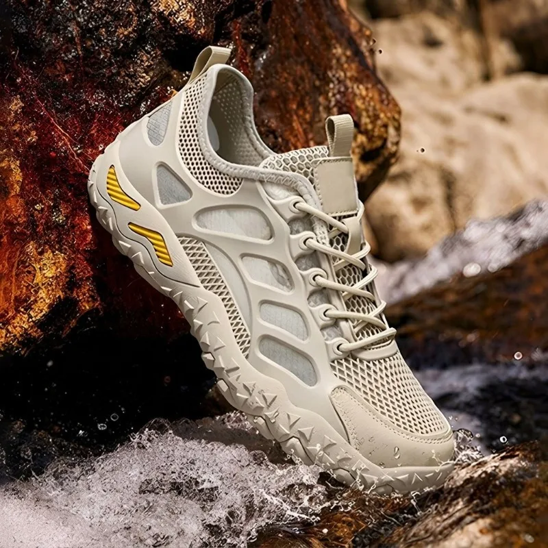 

2026New Men's Shoes Summer Mesh Breathable Hollowed-out Shoes Outdoor Non Slip Hiking Shoe Fashion Casual Beach Watering Shoes