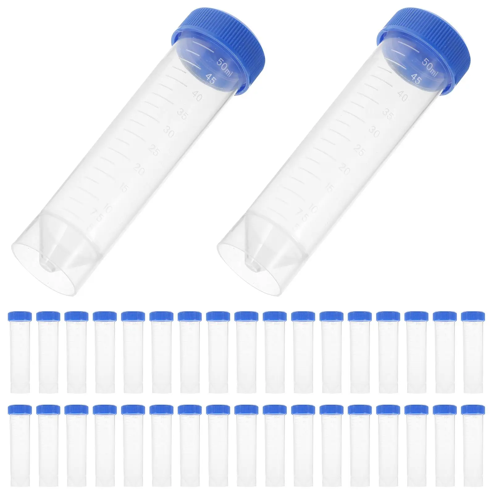 

50 Pcs Test Tube for Laboratory 50ml Screw Cap Experiment Flat Sample Tubes with Caps