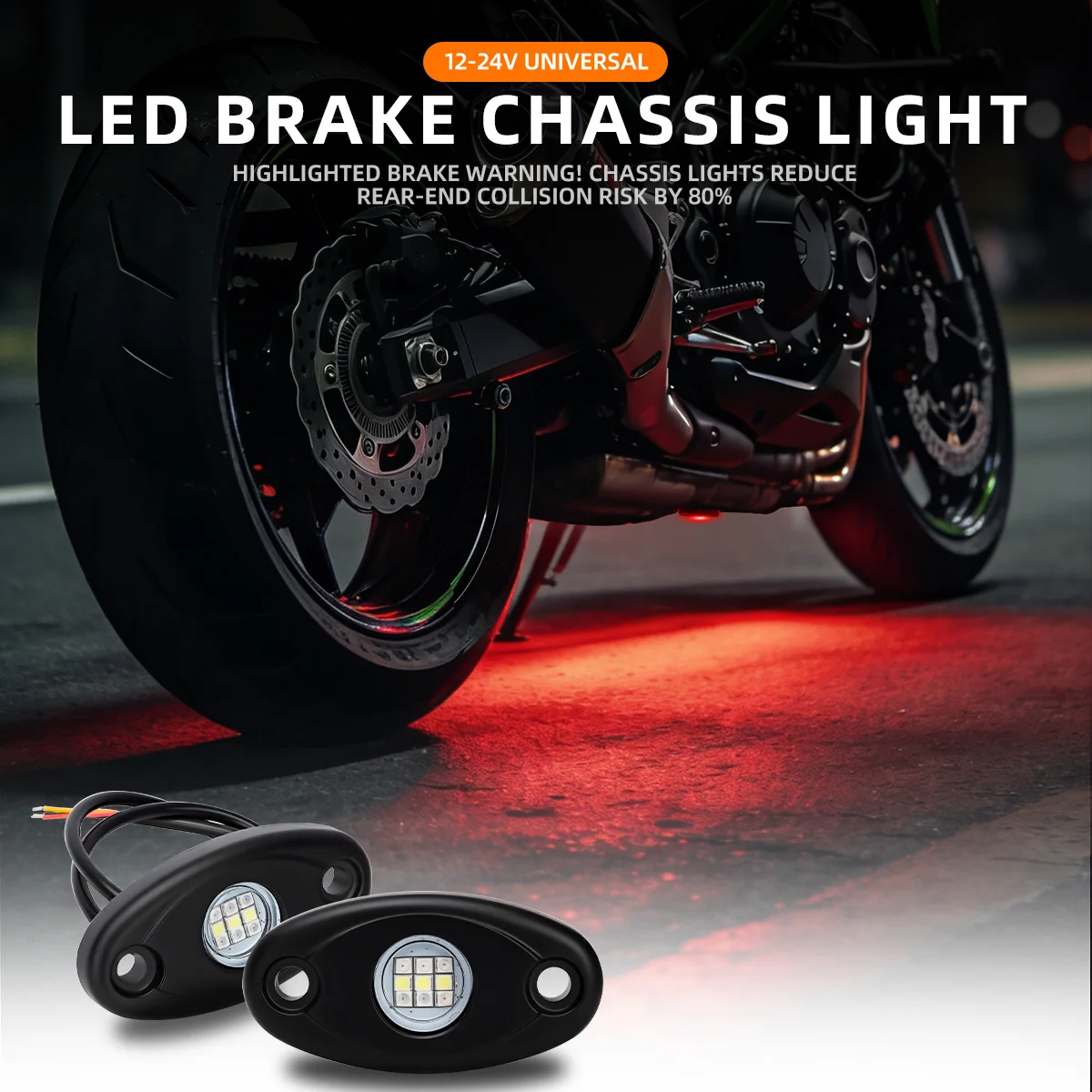 1/2X LED Chassis Brake Lights LED Atmosphere Light Decorative Light for 4x4 Off-Road UTV SUV ATV Decorative Taillights White Red