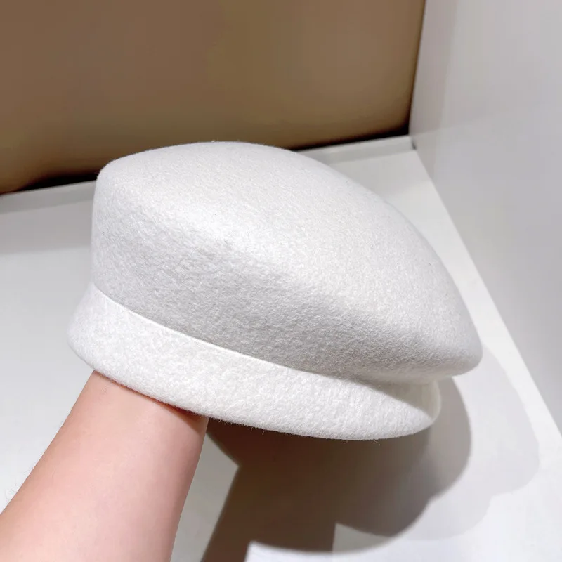 قبعة فادورا الموضة للمرأة 100% قبعة صوف للنساء شتاء شعبي لحفلات الزفاف وحفلات الكوكتيل قبعة مستديرة عالية الجودة فاتحة فام #6