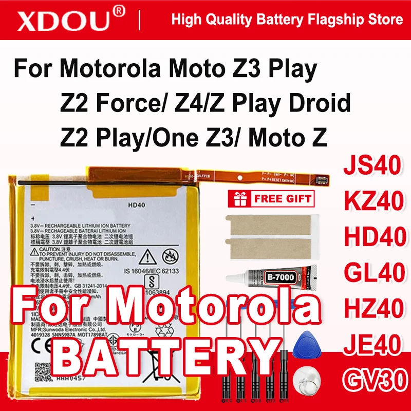 Batería JS40 KZ40 HD40 GL40 HZ40 JE40 GV30 para Motorola Moto Z Z3 Play Z4 Z2 Force Z Play Droid Z2 Play One Z3