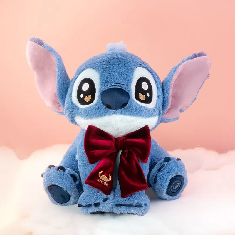 Peluche Stitch Kawaii, Stitch bleu avec nœud papillon rouge, Ohana, peluche douce pour enfants, cadeau d'anniversaire ou de Noël, Kawaii