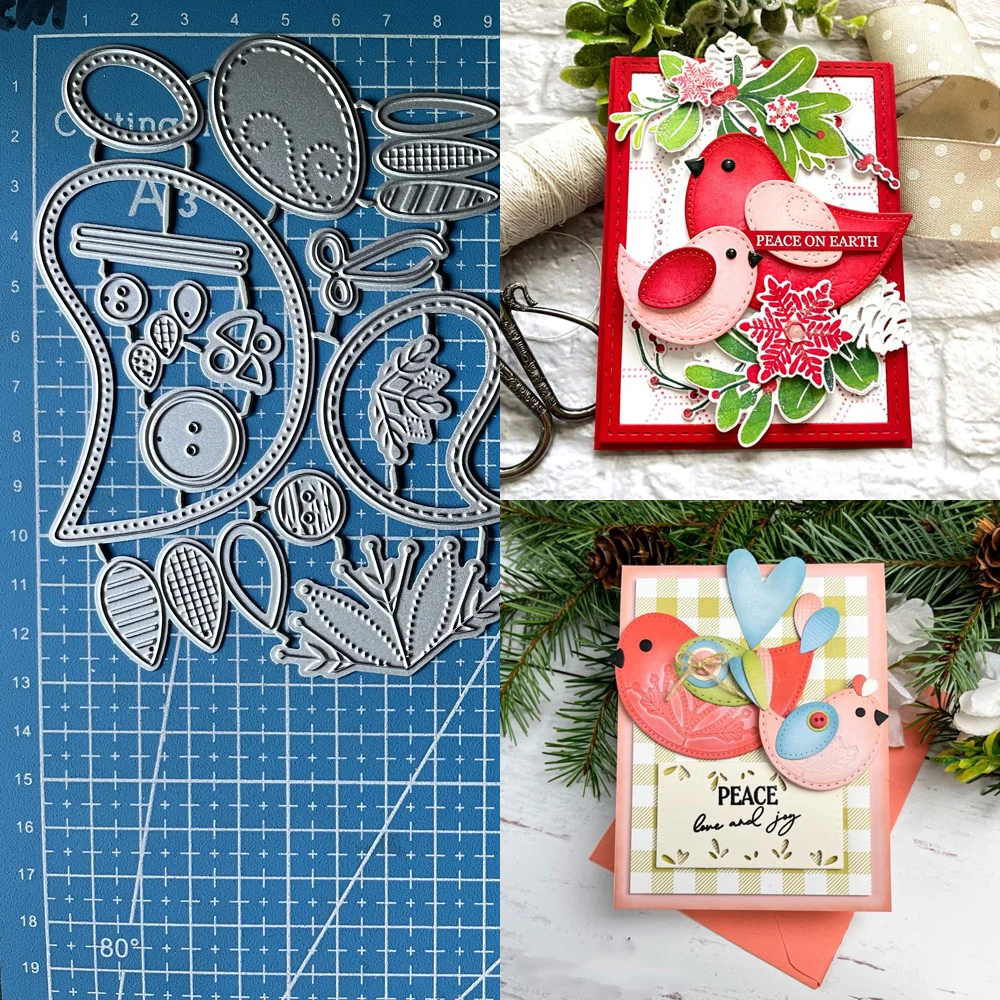 Szczęśliwa bogini wykrojniki do metalu świąteczne ptaki Diy Scrapbooking Album fotograficzny dekoracyjne tłoczenie kartki papierowe rzemiosło