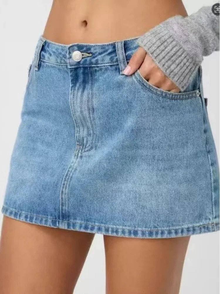 

New 2026 Summer Women's Elastic Slim-fit Denim Short Skirt Female Fashion Casual Mid Waist Jeanse Skirt