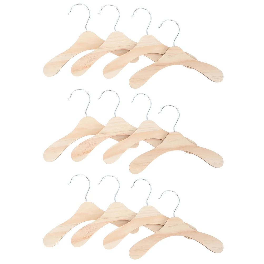 12Pcs Doll Shirt Stretchers Toy Clothes Hangers Doll Clothes Hanger Wooden Clothes Hanger Doll Children Outfits Racks