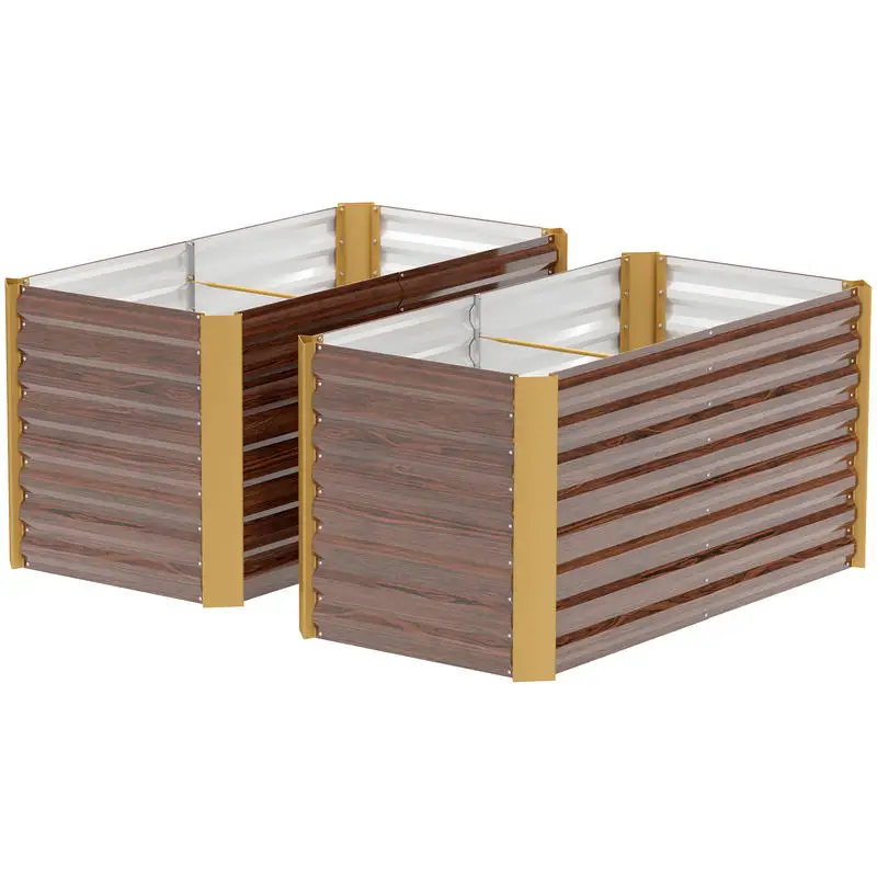 Jardinière surélevée, lot de 2, bac à plantes, extra profond, en métal, 120 x 60 x 60 cm, marron