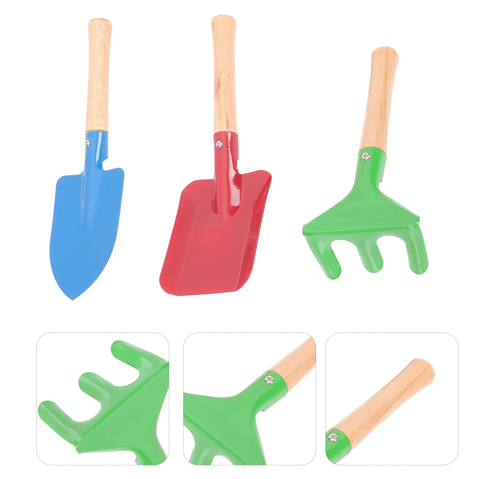 1 Juego de herramientas de jardinería para niños, pala de arena pequeña de Metal, Mini rastrillo con mango de madera, herramientas de plantación al aire libre, juego de jardinería para niños y niñas