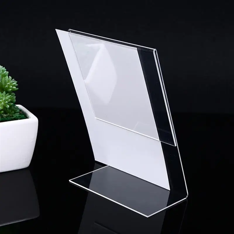 

9Pcs Acrylic Display Stand Clear Price Tag Price Display Card L-Shape Slanted Sign Holders Desktop Paper Menu Pictures Holder