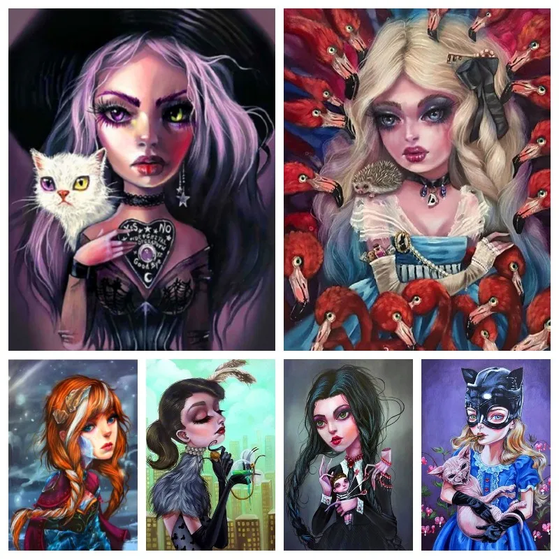 

Zipper Bag 5D DIY ,Gothic Art Cartoon Girl, Square Diamond Painting Set ,Dark Style Woman Diamond Embroidery Art ,Family Gift